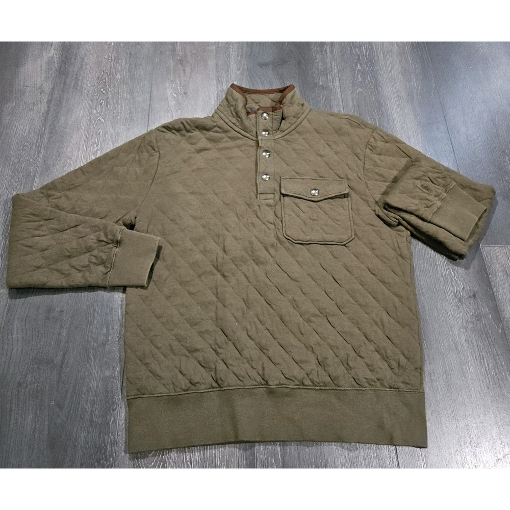 Polo Ralph Lauren Quilted Luxury Jersey Pullover Men S Olive Green Snap Pony